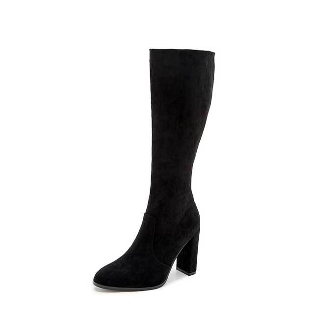 Zipper Suede High Heeled Boots