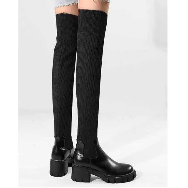 Knit Over Knee Martin Boots