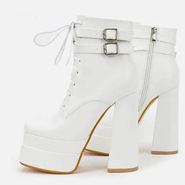 Lace-Up Leather Platform Boots