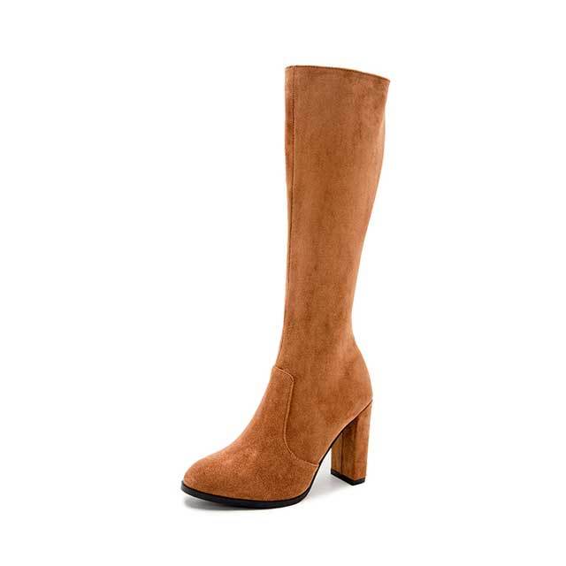 Zipper Suede High Heeled Boots