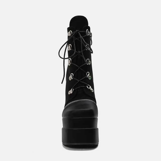 Lace-Up Chunky Heeled Platform Martin Boots