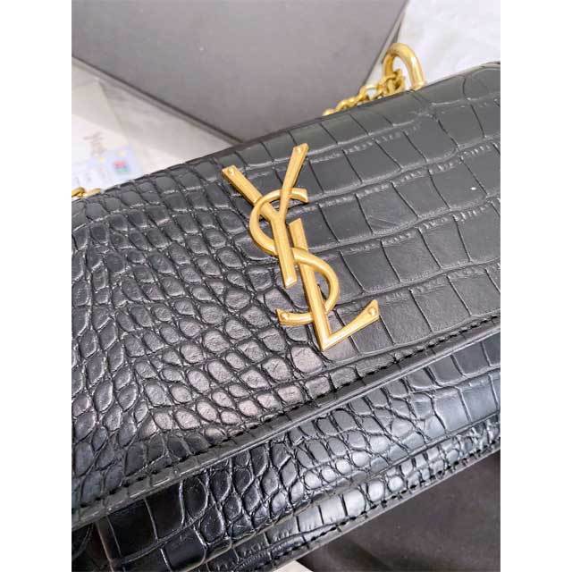 Crocodile Leather Chain Messenger Bag
