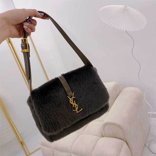 Gold Letter Fuzzy Underarm Bag