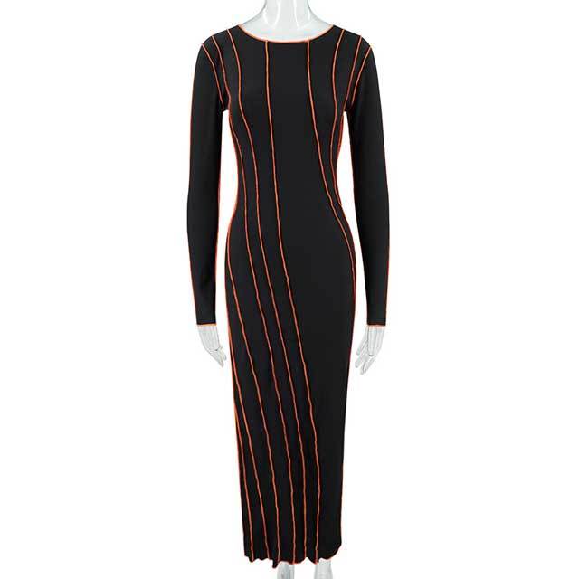 Striped Long Sleeve Maxi Dress