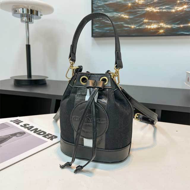 Leather Drawstring Bucket Bag