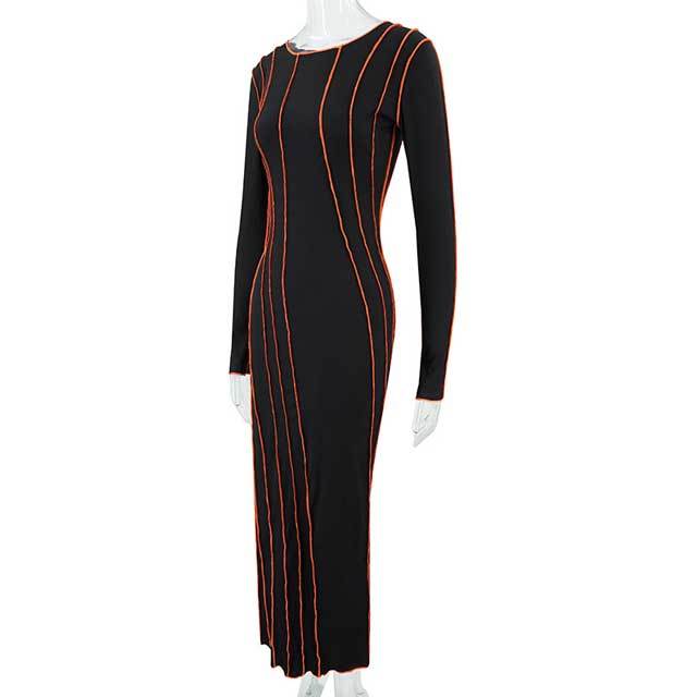 Striped Long Sleeve Maxi Dress