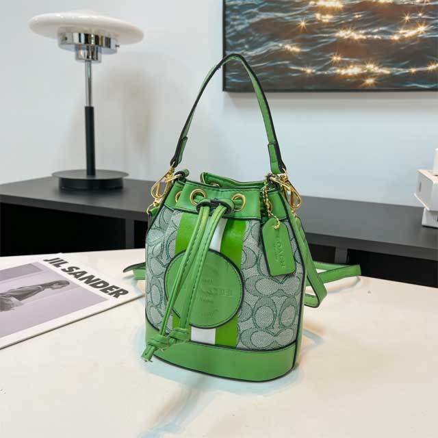 Leather Drawstring Bucket Bag