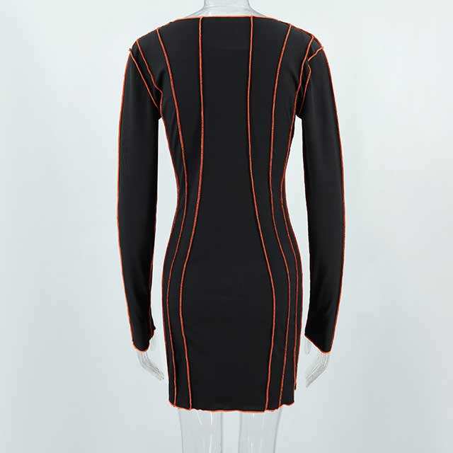 Long Sleeve Striped Bodycon Dress