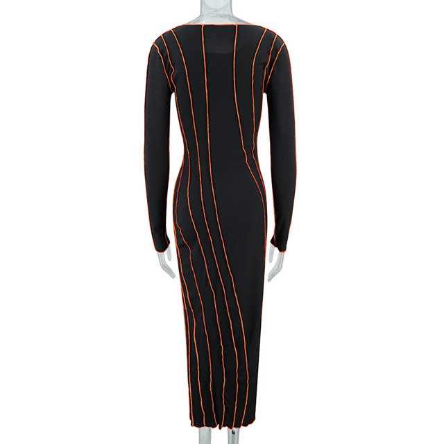 Striped Long Sleeve Maxi Dress