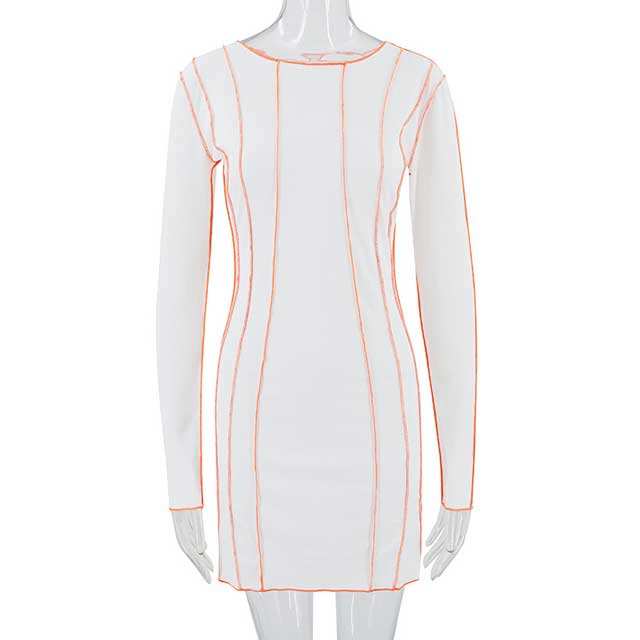 Long Sleeve Striped Bodycon Dress