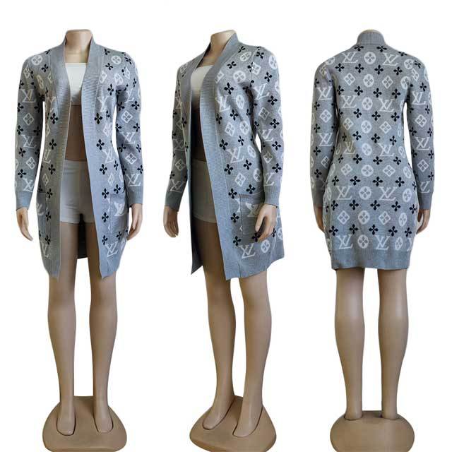 Letter Design Knit Sweater Cardigan