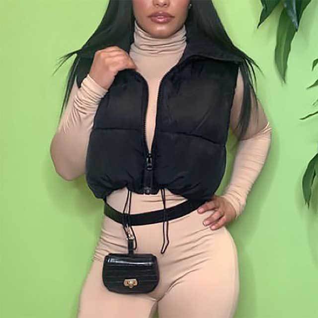 Zipper Sleeveless Down Jacket