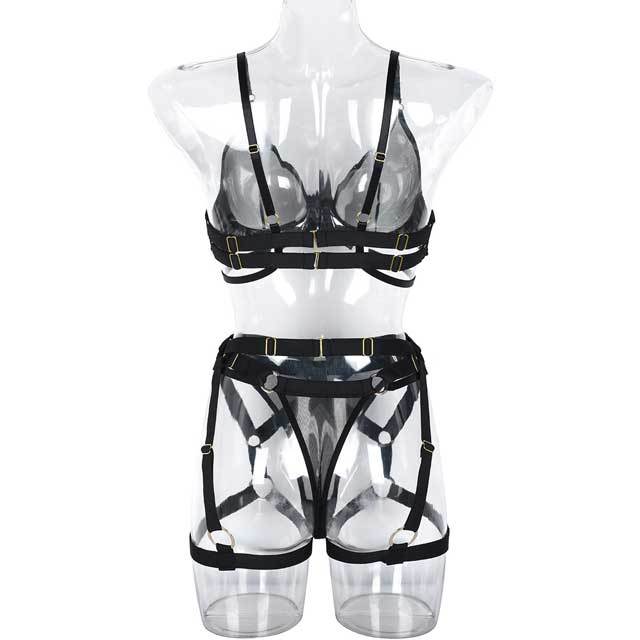 Hollow Out Design Mesh Bra Set