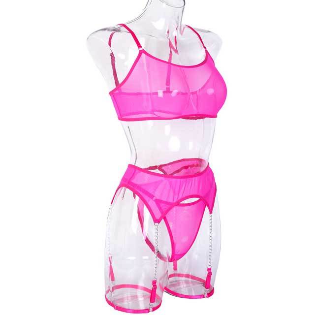 Mesh 3 Piece Lingerie Set