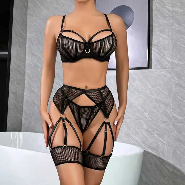 See Through Mesh Lingerie Set