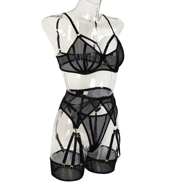 See Through Mesh Lingerie Set