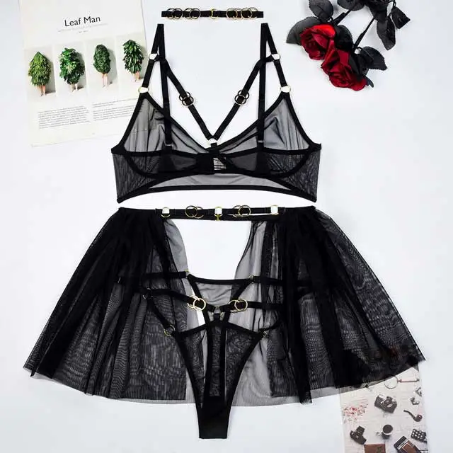 Mesh Hollow Out Lingerie Set