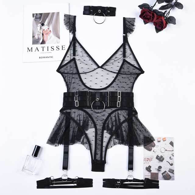 Ruffle Mesh Teddy Bodysuit