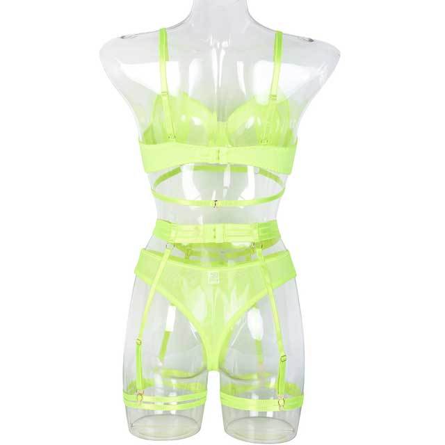 Hollow Out Mesh Lingerie Bra Set