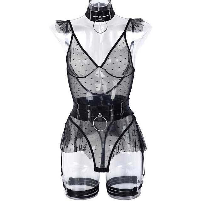 Ruffle Mesh Teddy Bodysuit