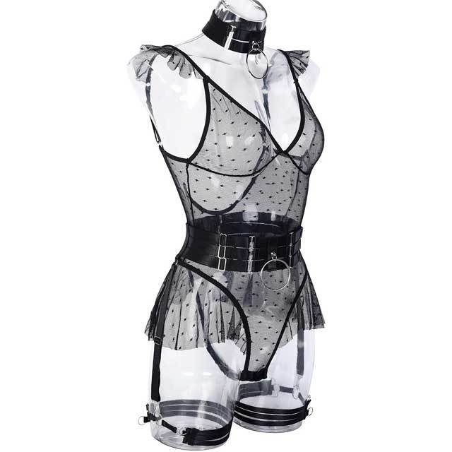 Ruffle Mesh Teddy Bodysuit