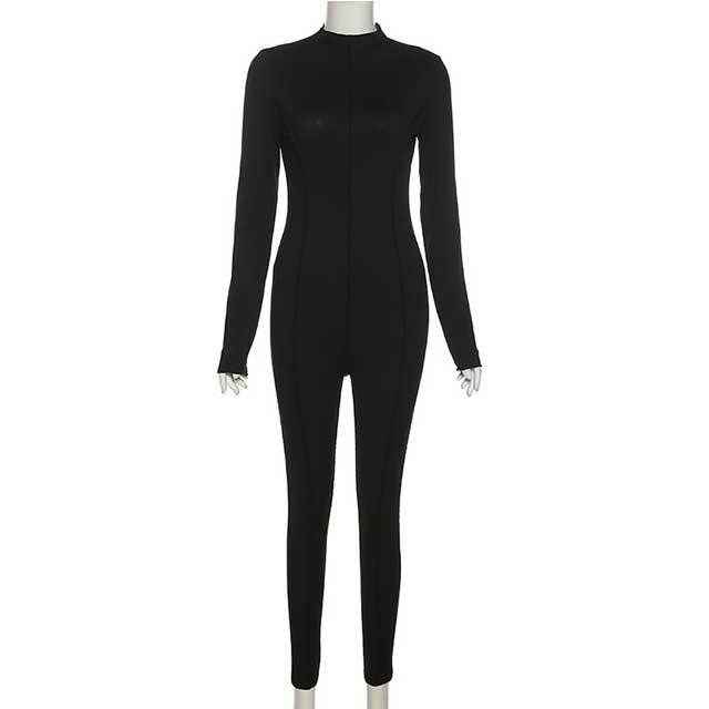 Long Sleeve High Neck Sporty Jumpsuit