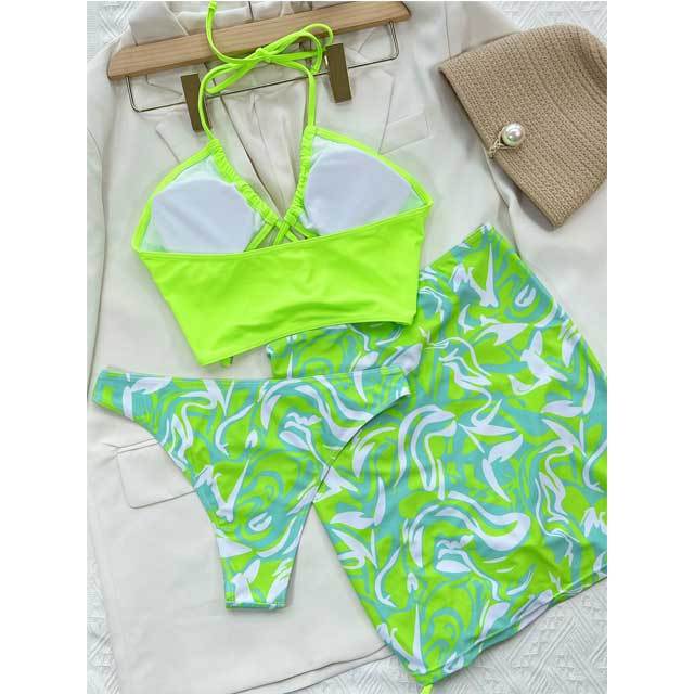 Printed Strappy Ruched Bathing Suit
