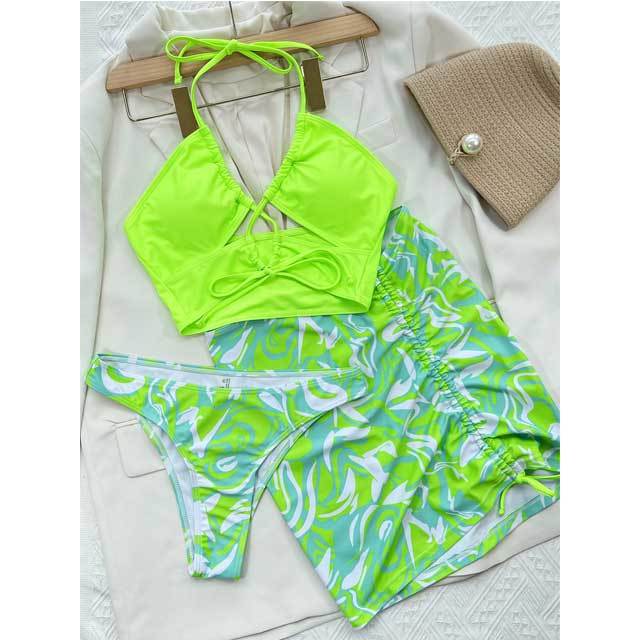 Printed Strappy Ruched Bathing Suit