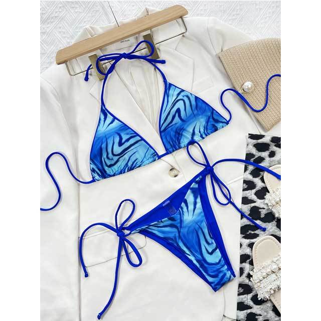 Printed Strappy Bikini Swimsuit