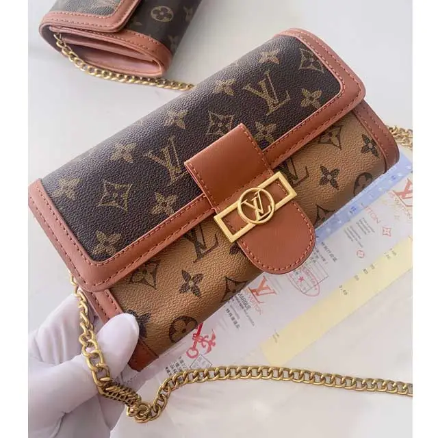 Gold Chain Leather Messenger Bag For Ladies