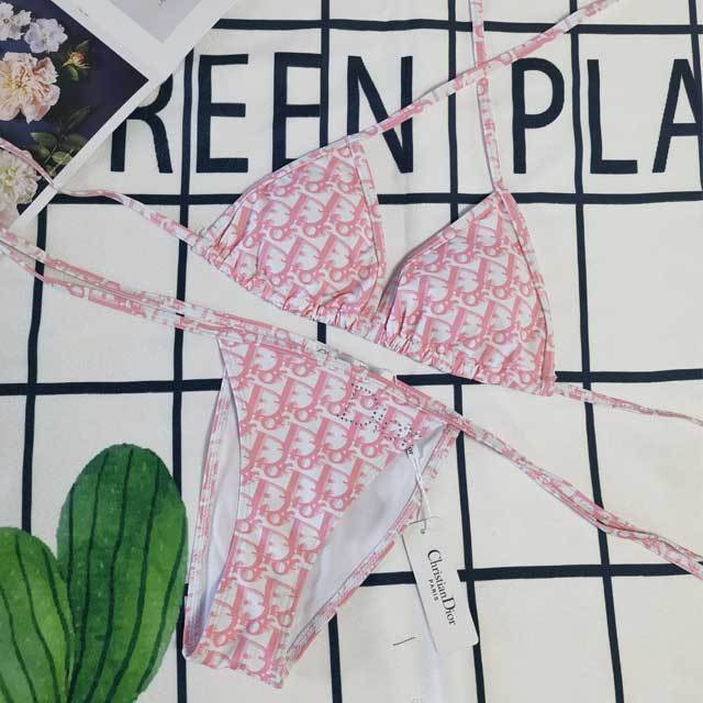 Letter Print Strappy Bikini Set