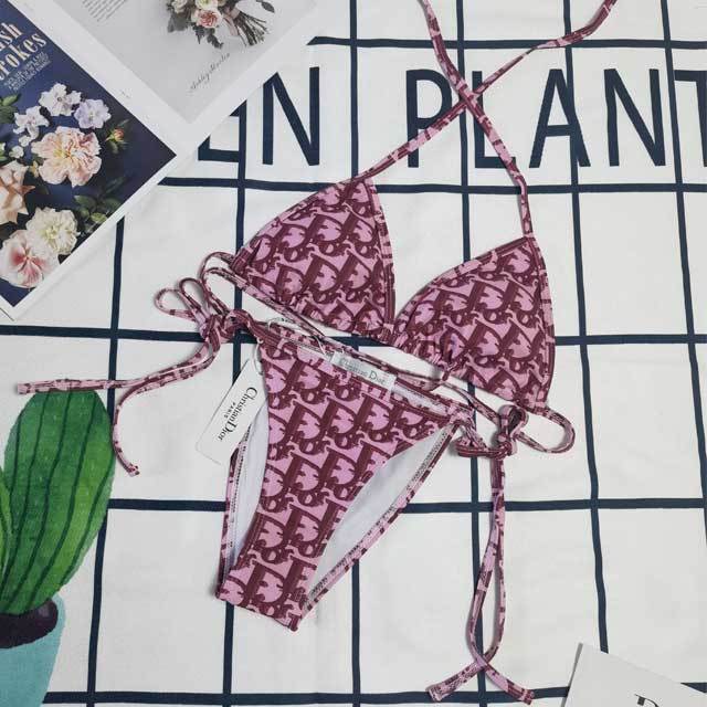 Letter Print Strappy Bikini Set