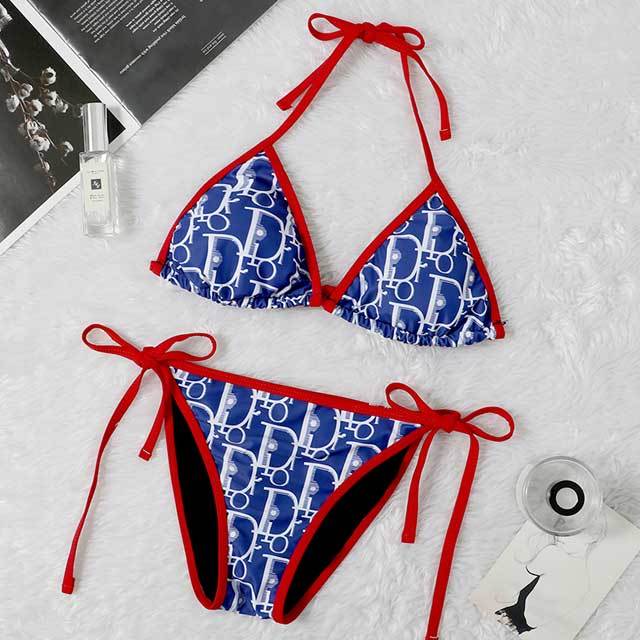 Letter Print Strappy Bikini Set