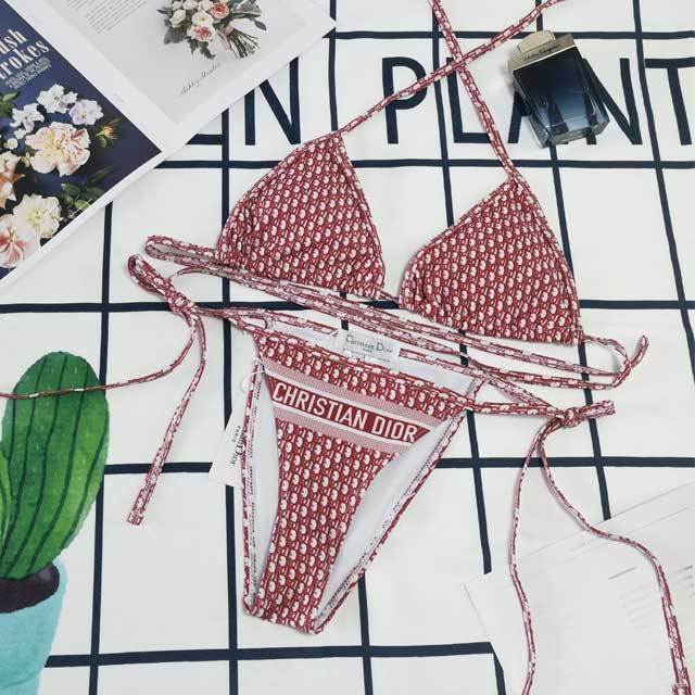 Letter Print Strappy Bikini Set