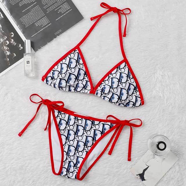 Letter Print Strappy Bikini Set
