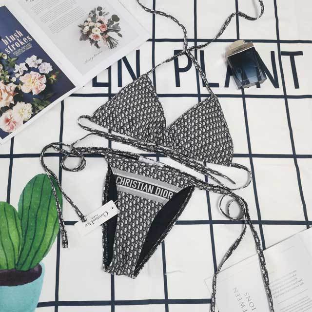 Letter Print Strappy Bikini Set