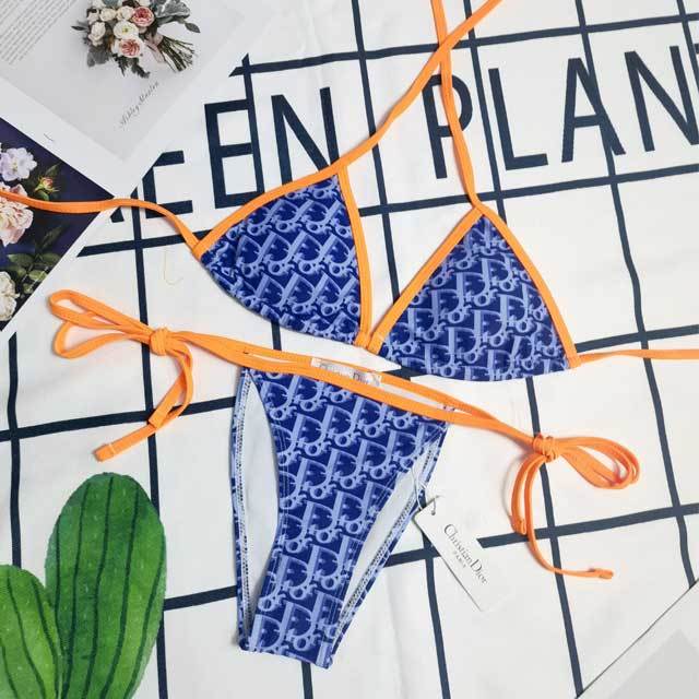Letter Print Strappy Bikini Set