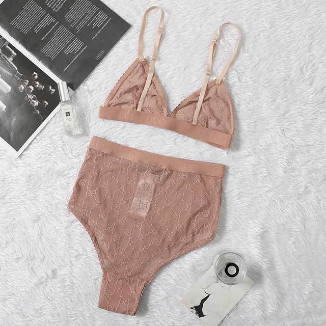 Embroidery Mesh High Waist Swimsuit Set