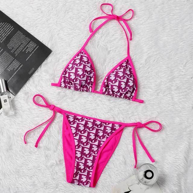 Letter Print Strappy Bikini Set