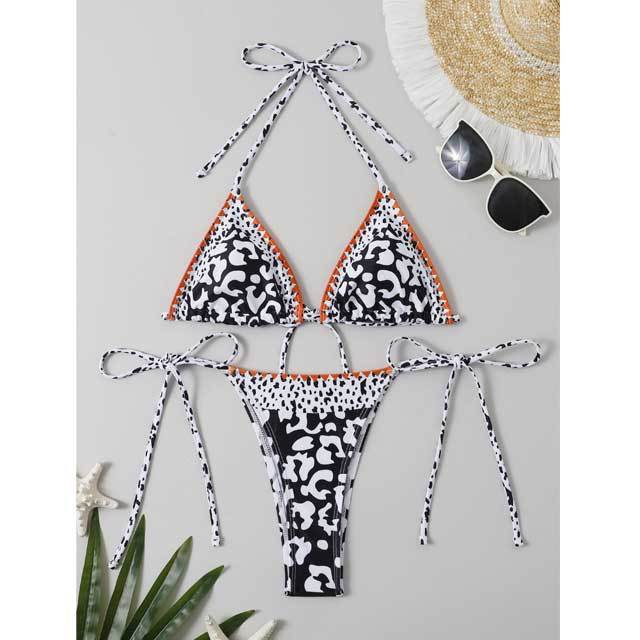 Leopard Print Strappy Bikini Set