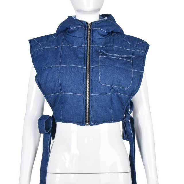 Denim Hooded Puffer Vest
