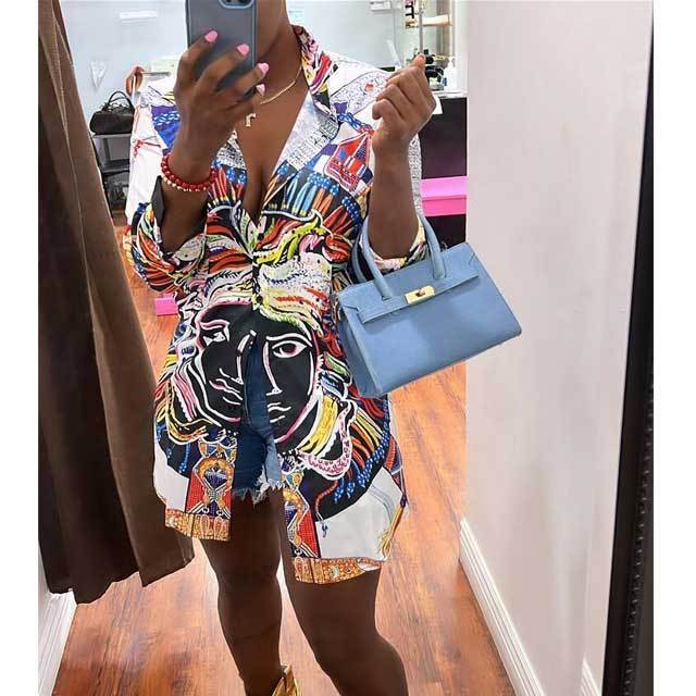 Printed Casual Shirt Dress