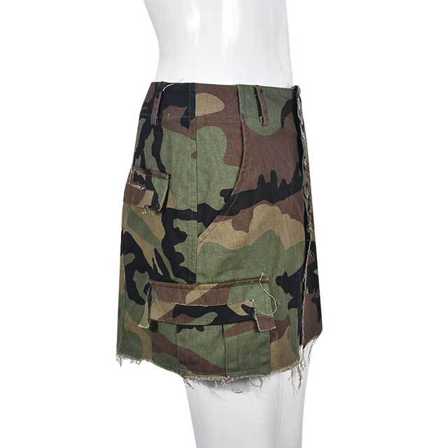 Camo Slit Mini Skirt