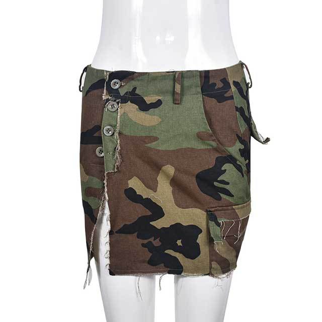 Camo Slit Mini Skirt