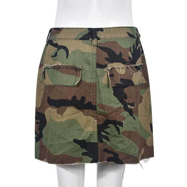 Ripped Camo Mini Skirt