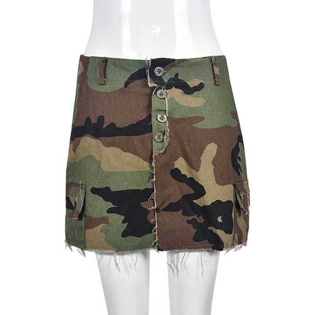 Camo Slit Mini Skirt