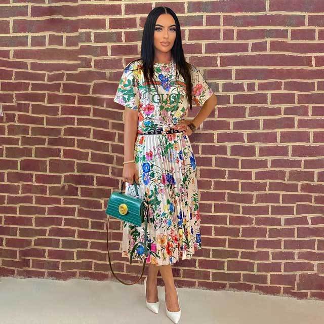 Printed Pleated Skirt Set