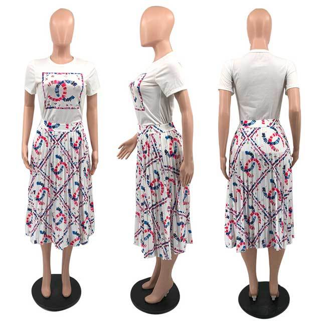 Printed Pleated Skirt Set