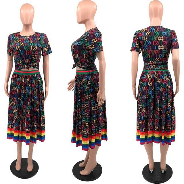 Printed Pleated Skirt Set