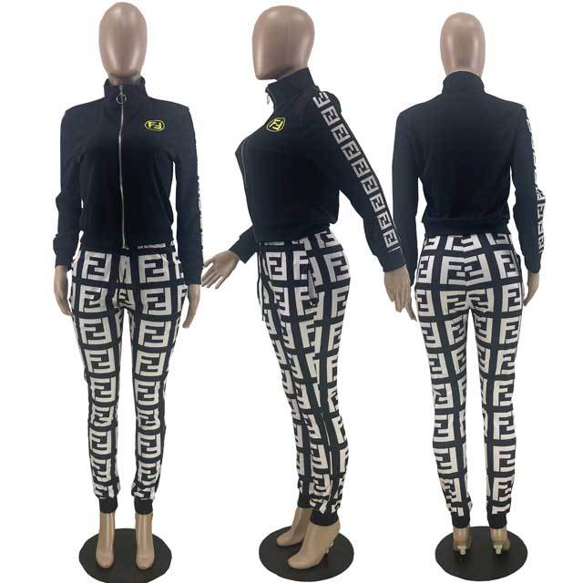 Letter Print Casual Pants Suit